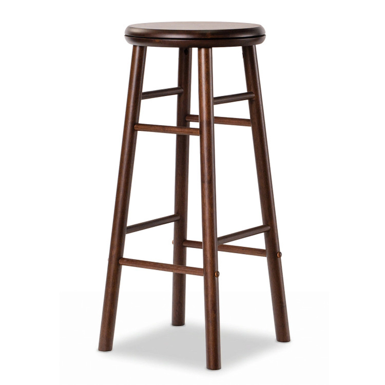 SUGIFT Set of 2 29-in Walnut Rubber Wood Swivel Bar Stools with Footrests