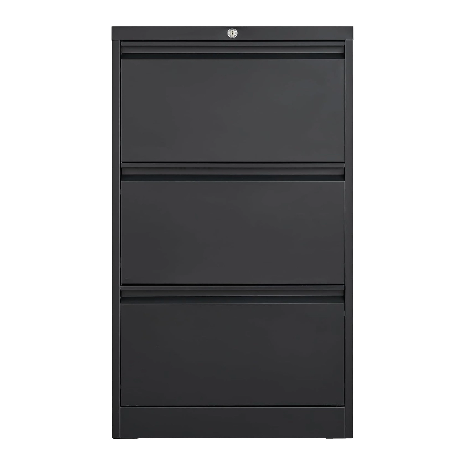 BebreezChic 3 Drawer File Cabinet w/ Lock, Metal Lateral Filing Cabinet, A4/F4/Legal, Black