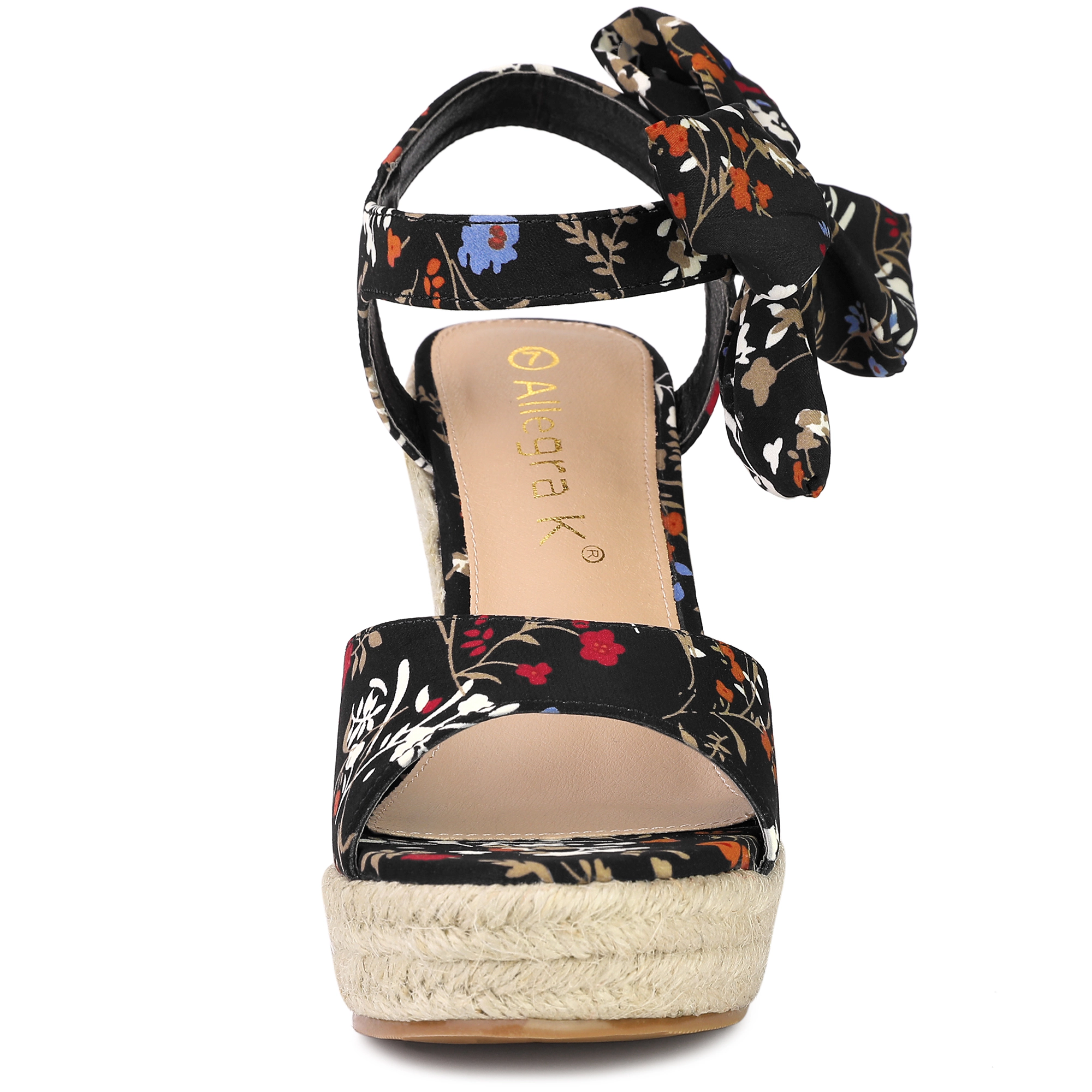 BLISSFUL STEP Women's Floral Print Open Toe Slingback Platform Wedge Sandals