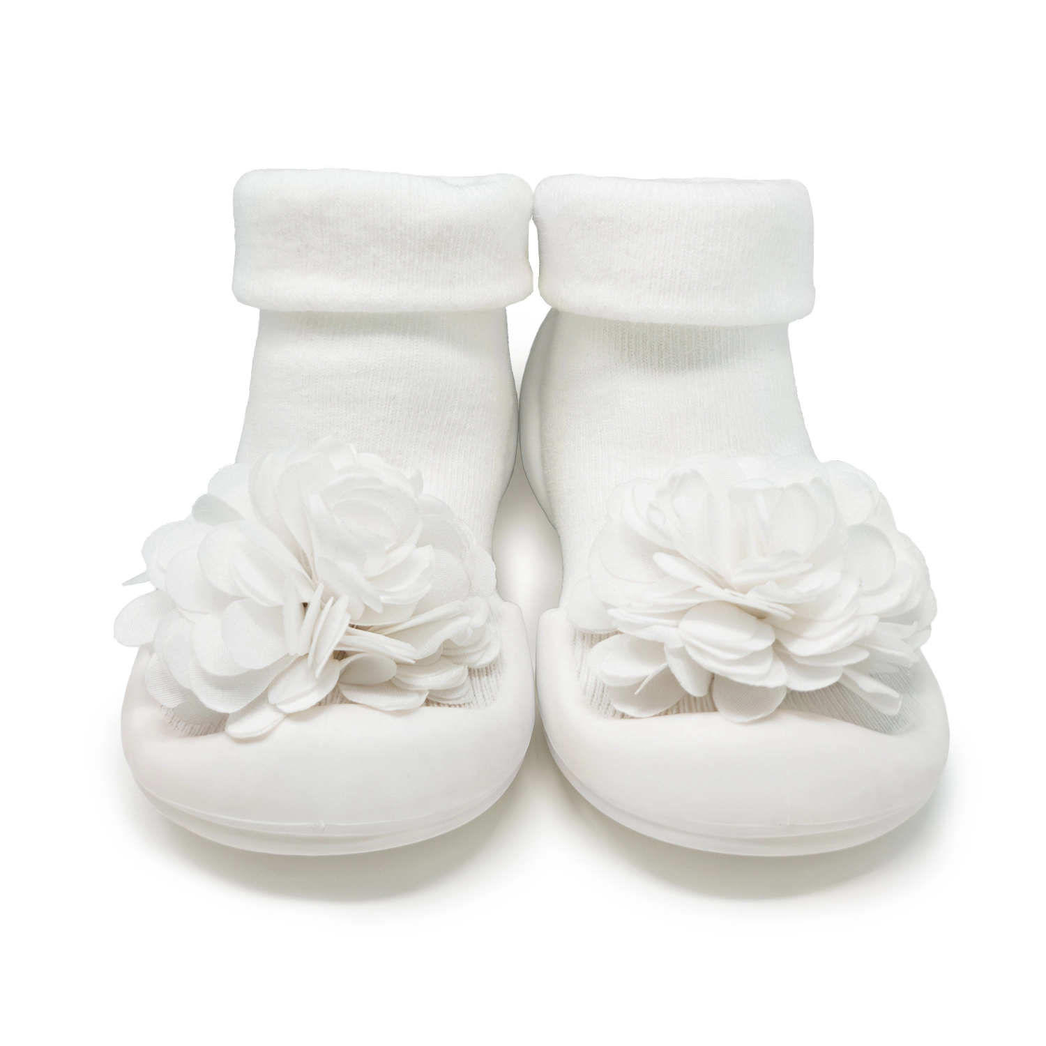 Komuello Baby Girl First Walk Sock Shoes Corsage - Snow