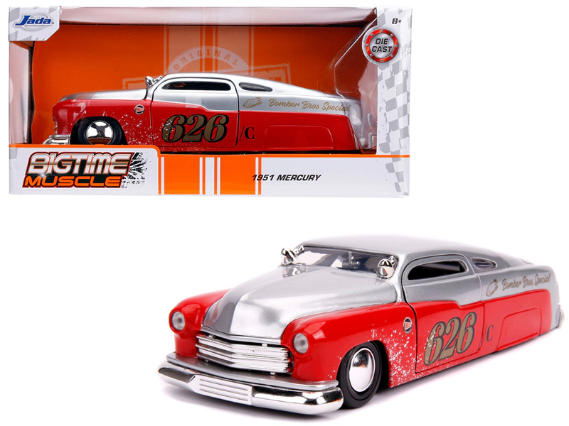 Jada 1951 Mercury Silver and Red #626 "Holley" "Bomber Bros Special" "Bigtime Muscle" 1/24 Diecast Model Car by Jada