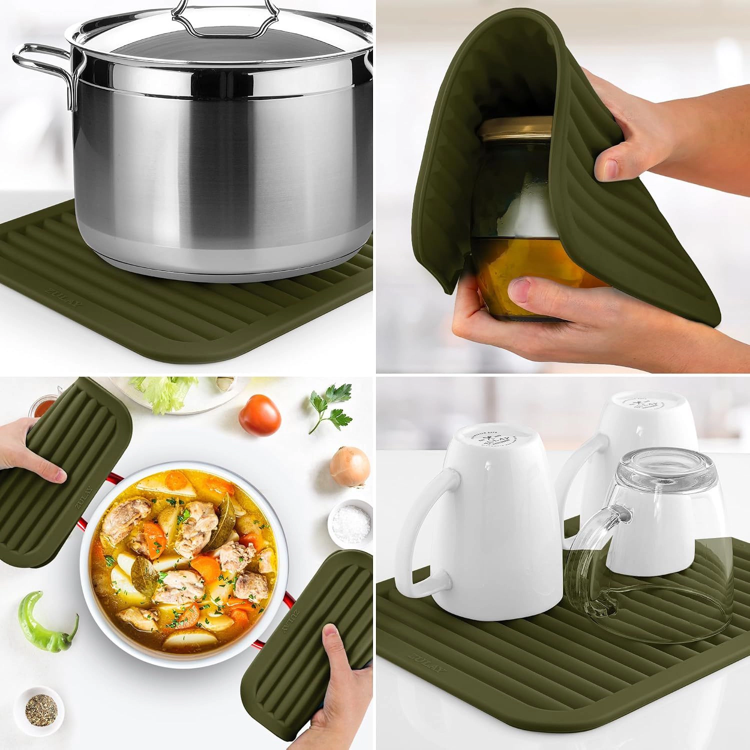 Zulay Kitchen 2-Pack 9"x12" Silicone Trivets for Hot Pots & Pans
