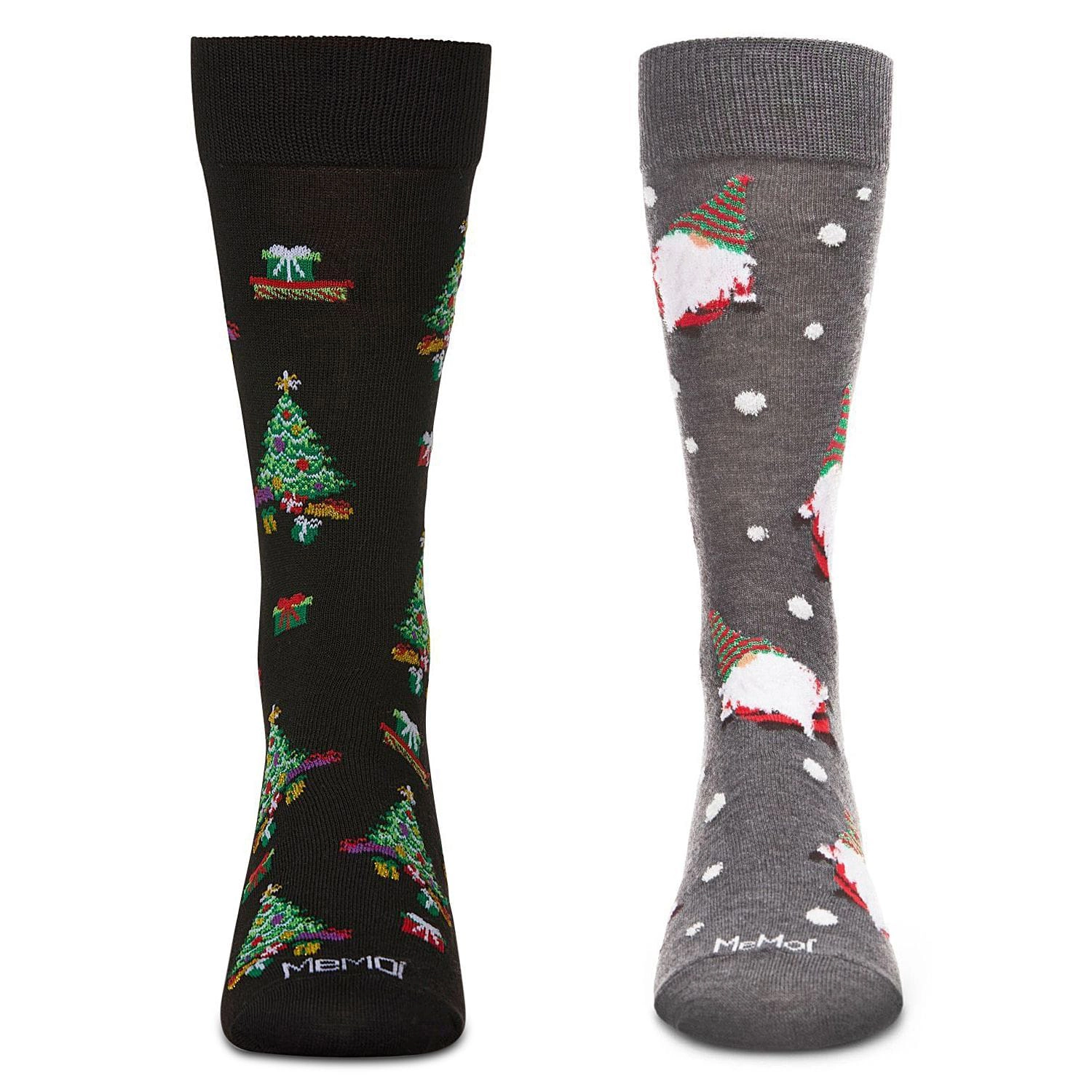 Memoi 2 Pair Men's Rayon Blend Christmas Holiday Novelty Crew Socks