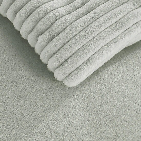 MarCielo 4 Pieces Plush Ribbed Faux Fur Comforter Set with Velvet Backing