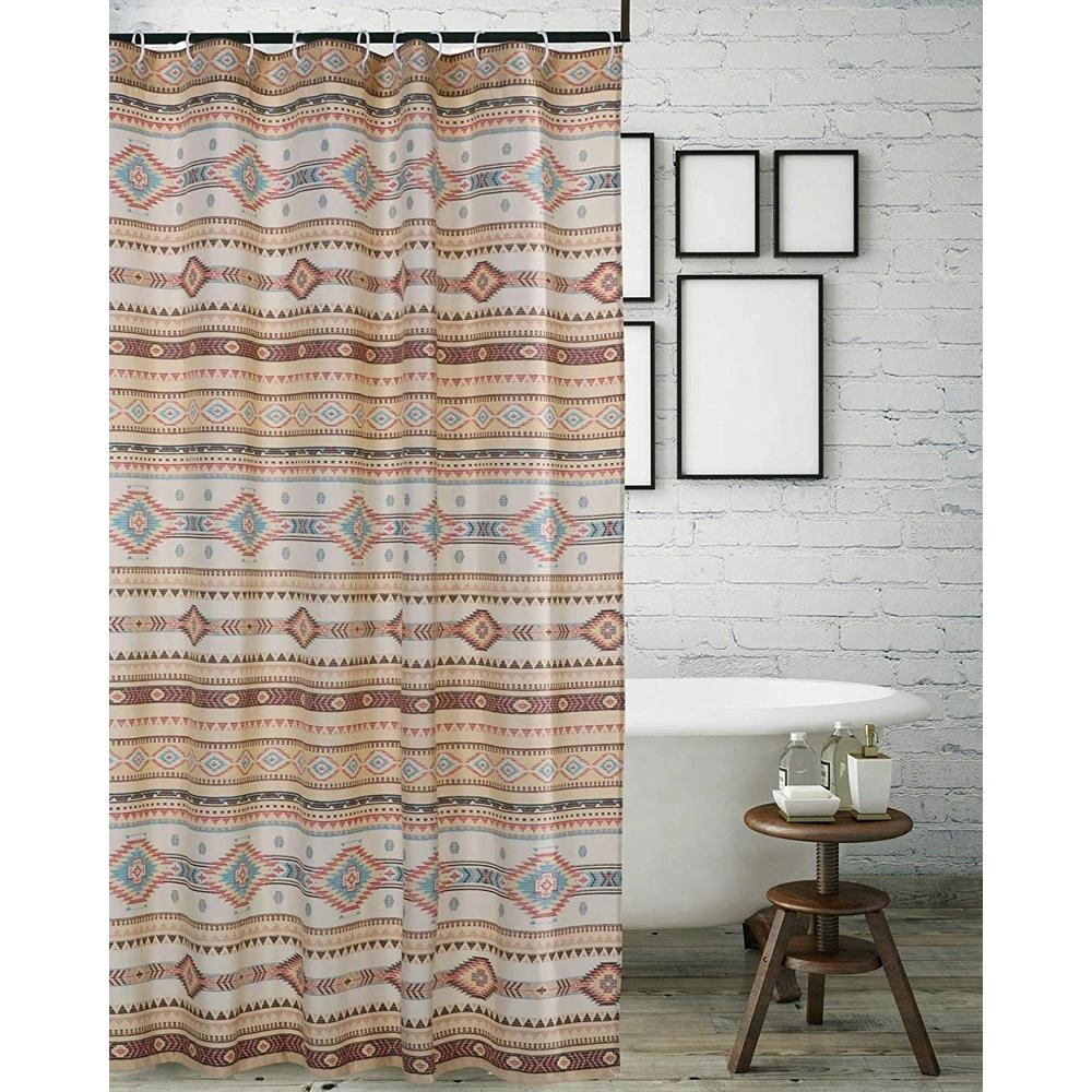 Barefoot Bungalow Phoenix Traditional Design And Button Holes Hanging Shower Curtain 72x72 Tan