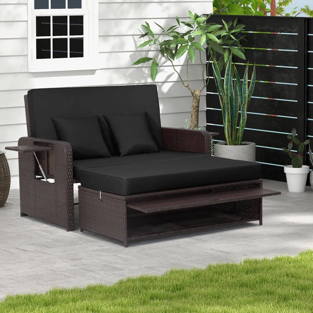 Radiant Essence Unisex Wicker Rattan Loveseat Sofa