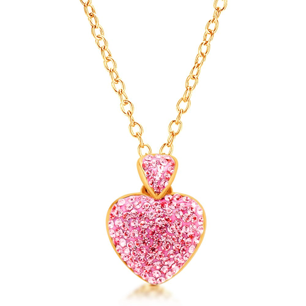 CHANTEUR Kids 15" Heart Pendant Necklace with 4" Extender - 18K Gold-Plated Brass, Hypoallergenic Girls Jewelry