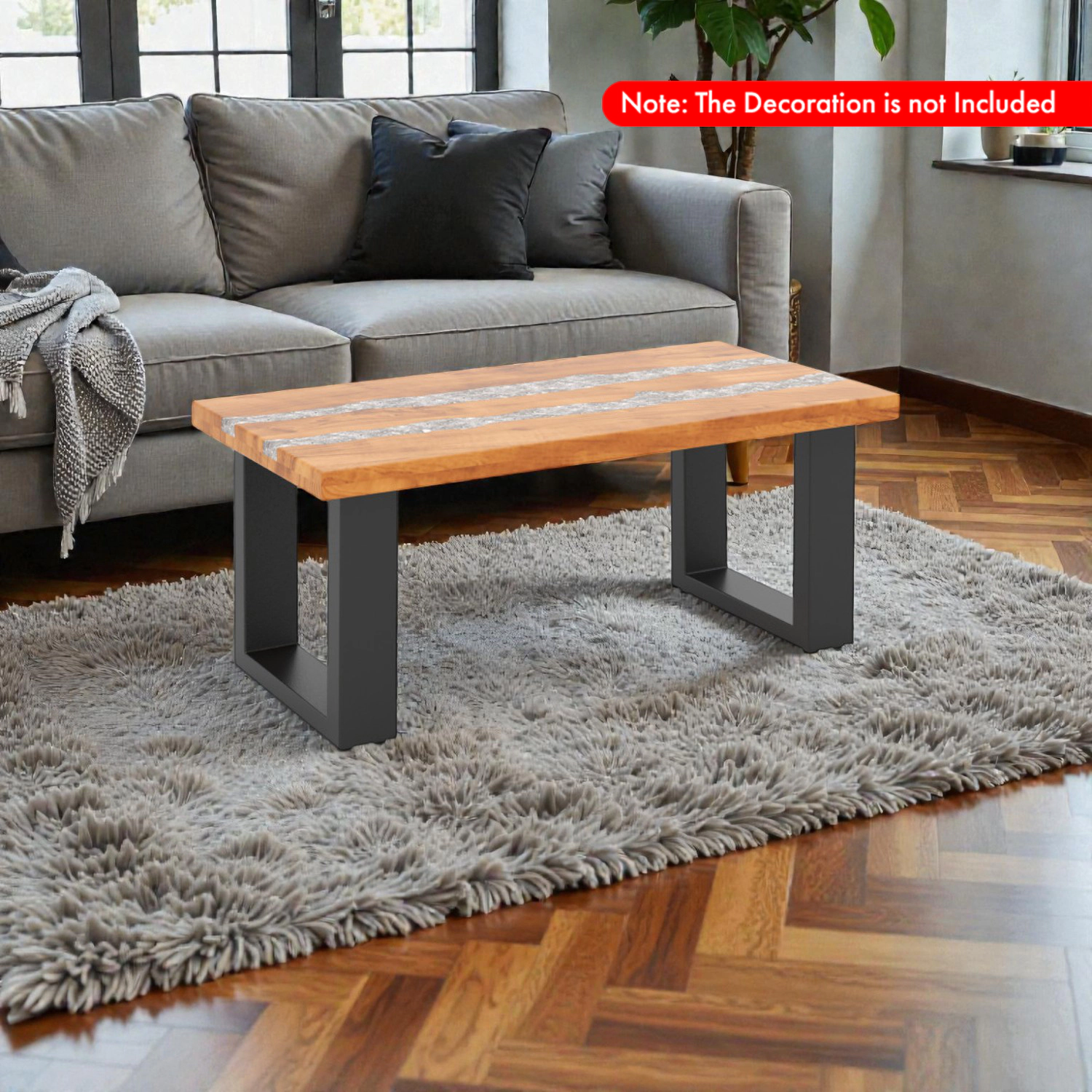 Hivvago Solid Teak Outdoor Table with Artistic Epoxy River Detailing