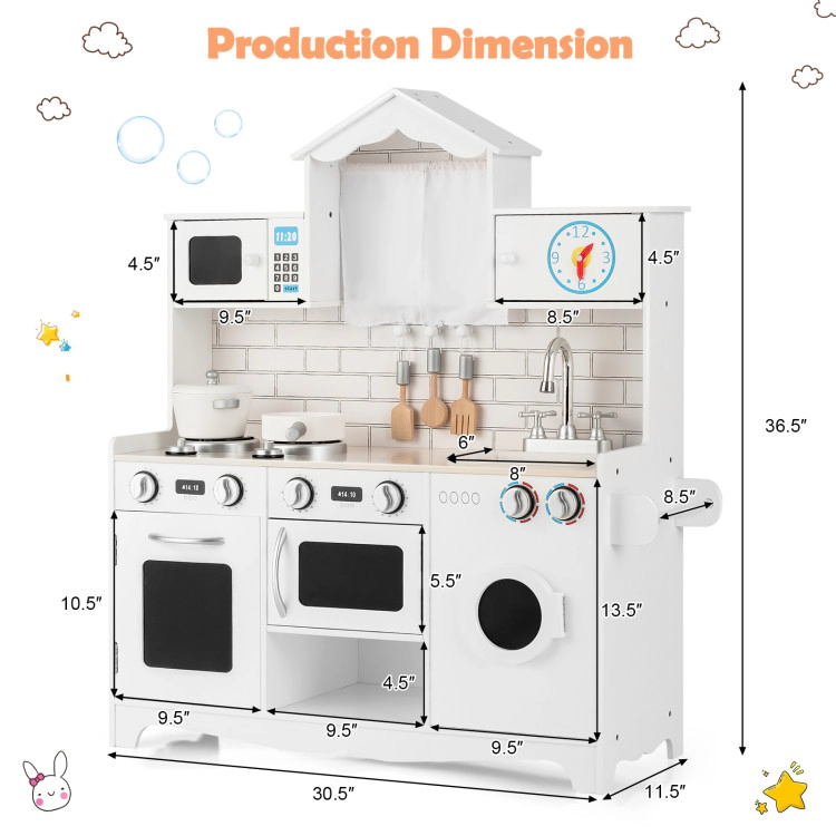 Hivvago Wooden Kids Kitchen with Washing Machine