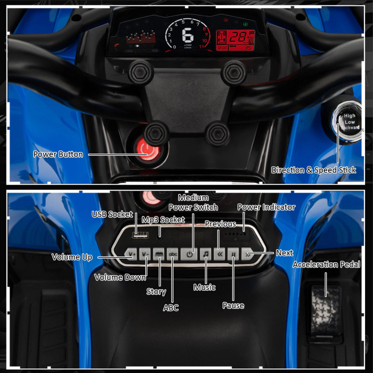 Hivvago 12V Kids Ride On ATV 4 Wheeler with MP3 and Headlights