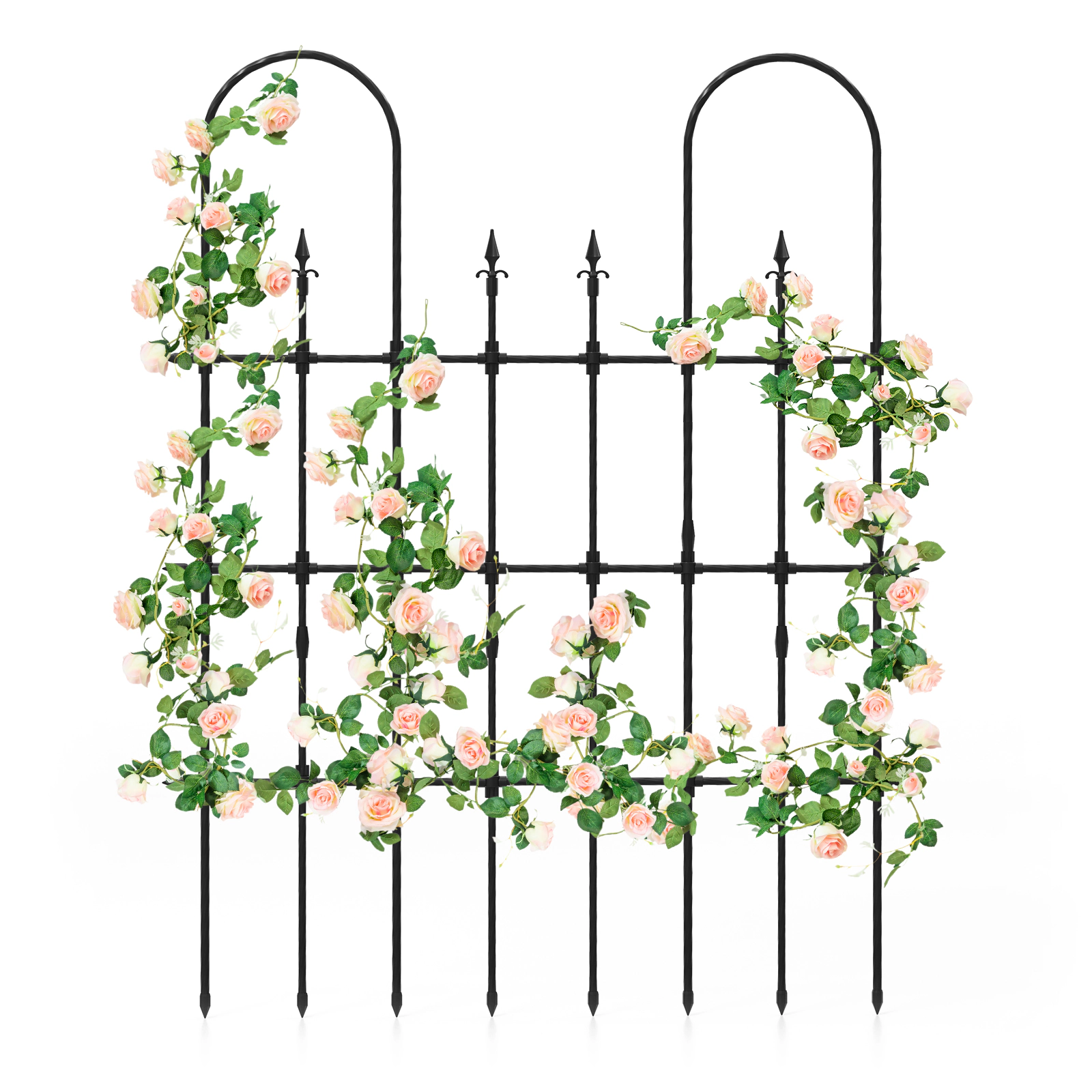 LJG 58 x 73 Inch Outdoor Garden Rose Arch Trellis for Climbing Plants