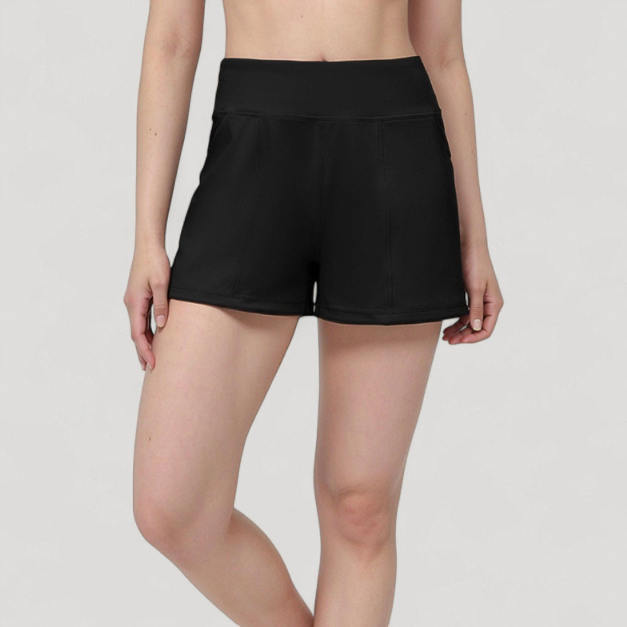 Anna-Kaci Women's High Waist Performance Shorts with Wide Waistband and Side Pockets for Active Comfort