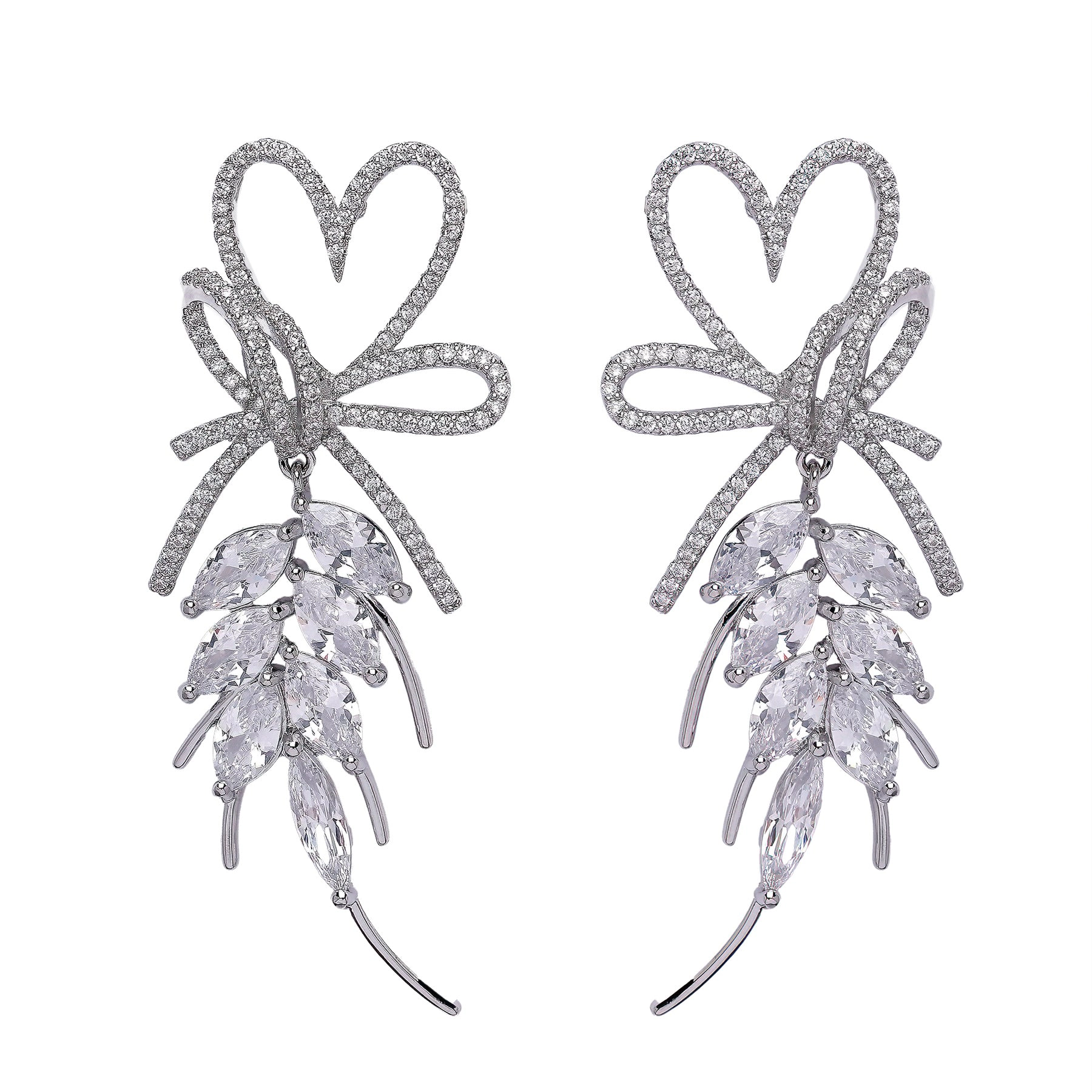AGP PARIS Womens Diva Heart Shaped Leaf Drop Earrings