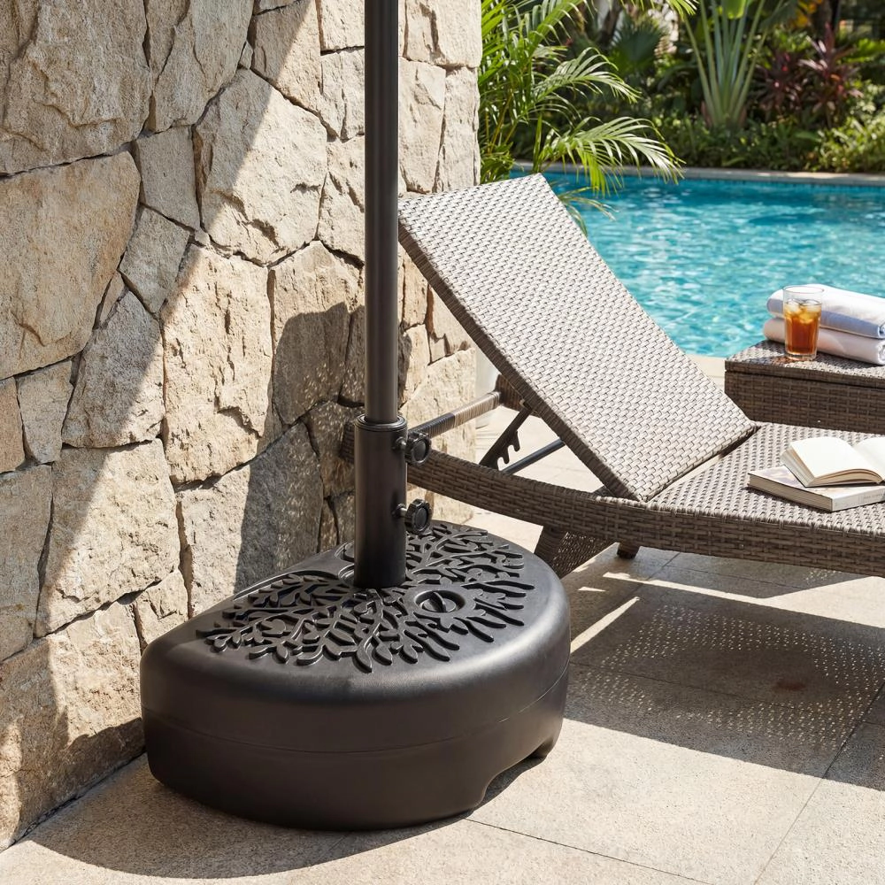 Hivvago 55 Lbs Half Round Patio Umbrella Base  For Deck Lawn Poolside