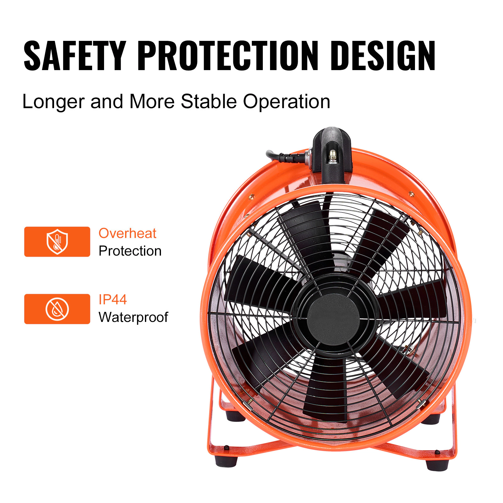 HONGGE Portable Ventilator Heavy Duty Cylinder Fan with Duct Hose Strong Shop Exhaust Blower Industrial Utility Blower