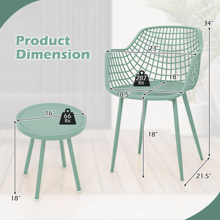 Hivvago 3 Piece Patio Chair Set With Pp Seat And Tabletop For Porch