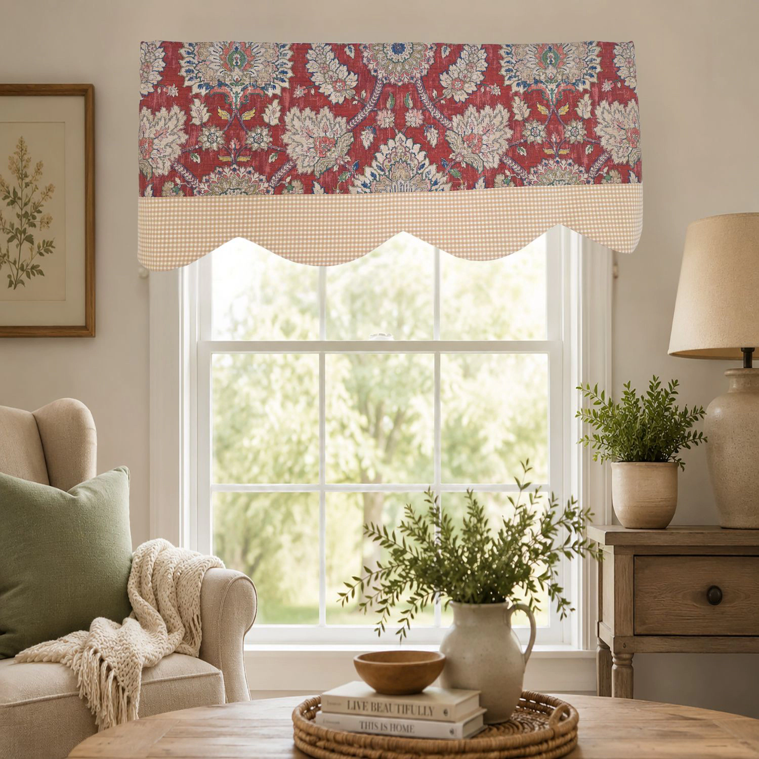 RLF Home 100% Cotton Wakeshire Provance Lined Window Valance 50 x 17 Red