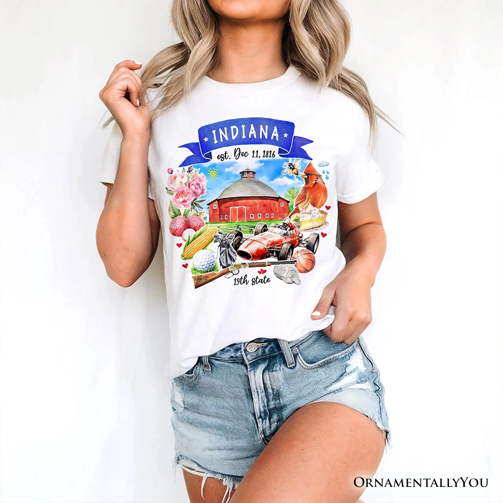 OrnamentallyYou Unisex Artistic Indiana State Themes And Landmarks T-Shirt