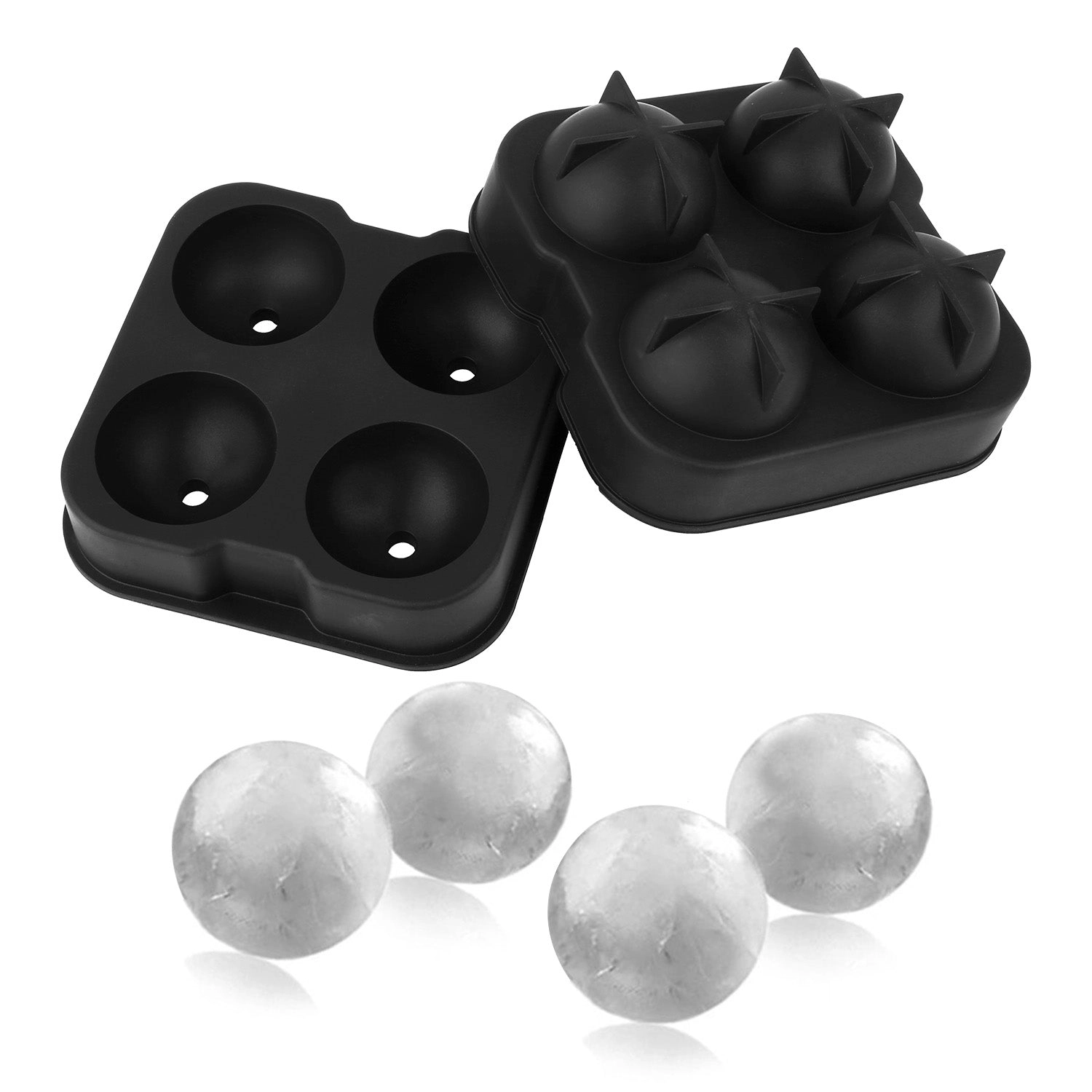 GBruno Silicone Sphere Ice Ball Maker Mold With Lid