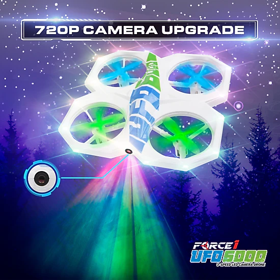 Force1 UFO 6000 Mini RC Stunt Aerial Drone, Multicolor LED Lights with Camera