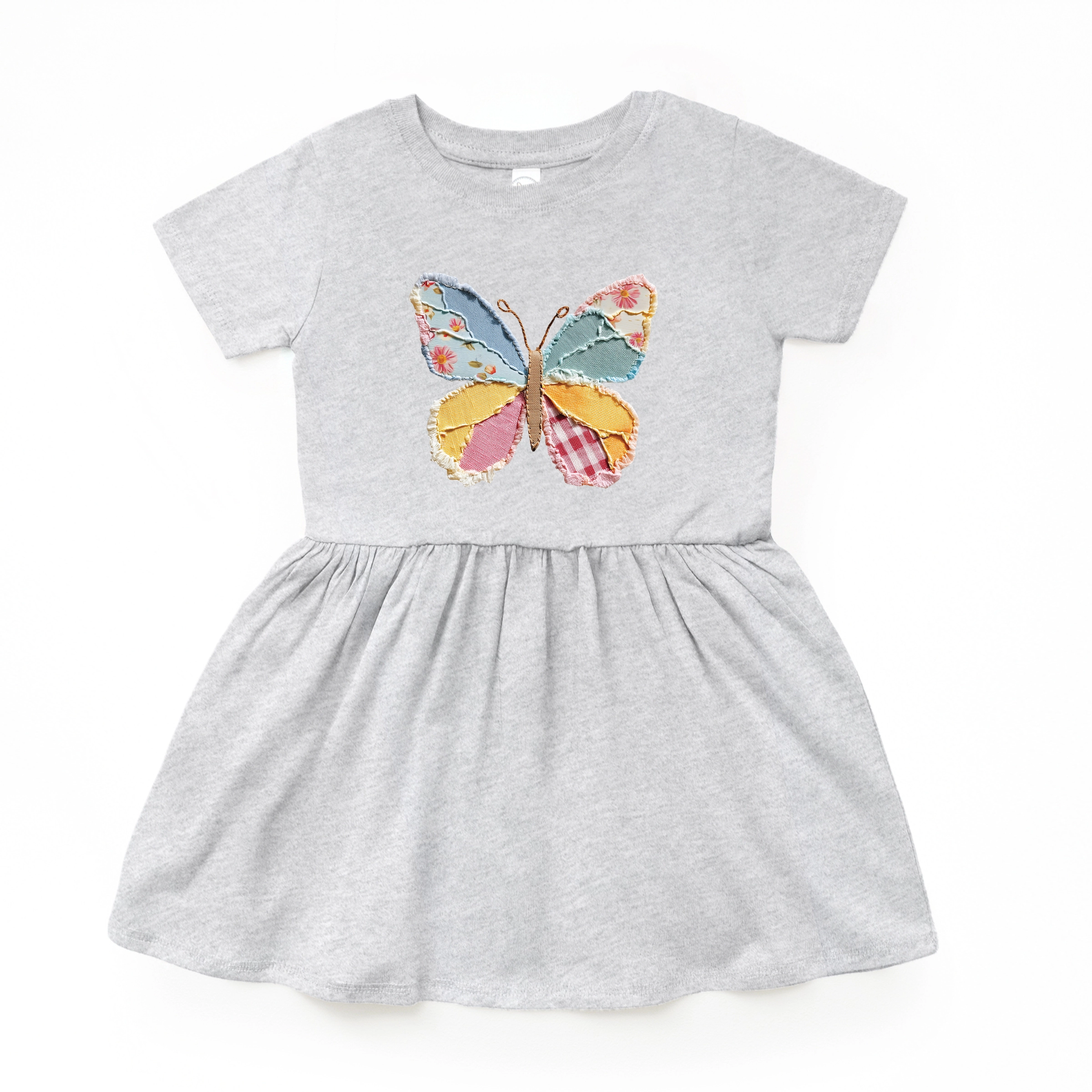 The Juniper Shop - Infant Girl's Dress Denim Butterfly Faux Patchwork