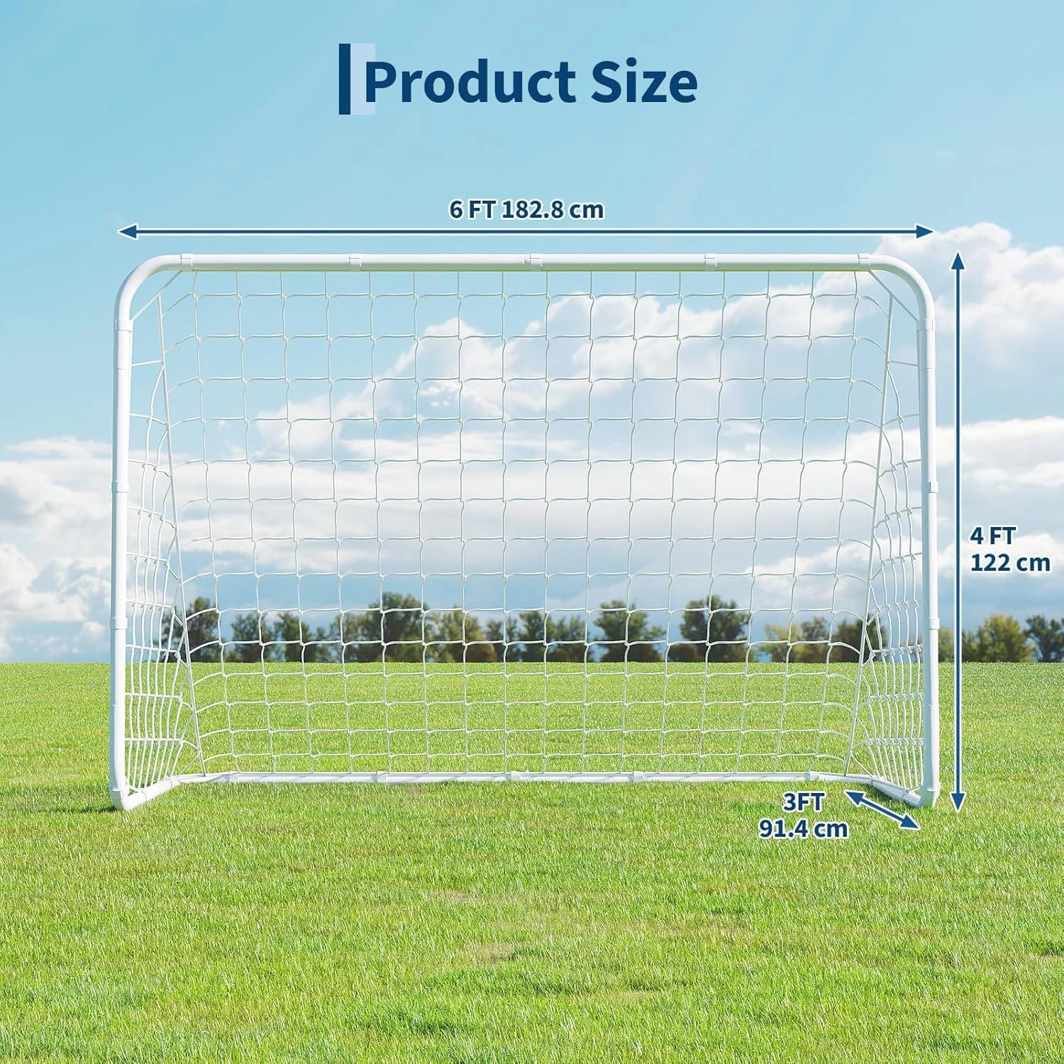 6x4 FT Kids Soccer Goal Set 2 Pack with Portable Training Net, Foldable Backyard Soccer Goal with Ball & Storage Bag