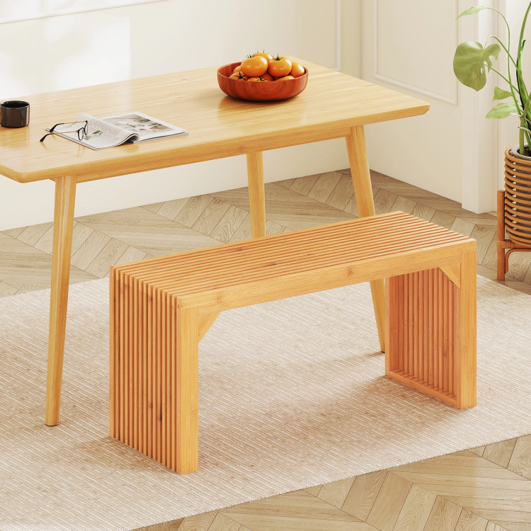 Hivvago Bamboo Dining Bench Long Entryway Bench  Indoor Outdoor Solid Wood Bench-Natural