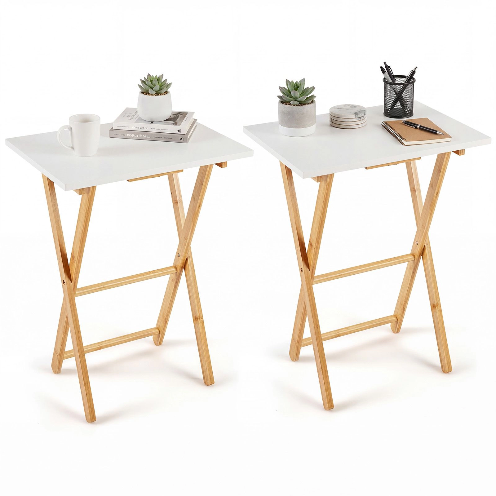 SlickBlue Folding TV Tray Tables Set of 2 for Small Spaces