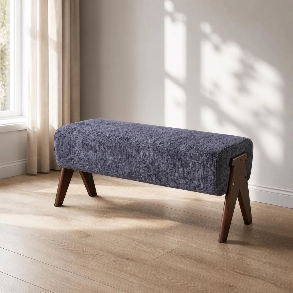 GOODSILO Rectangular Upholstered Chenille Foot Ottoman Extra Seating Bench