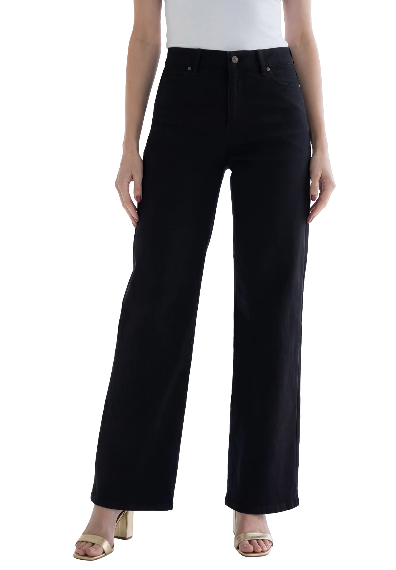 Roaman's Women's Plus 360º Stretch 5-Pocket Wide-Leg Jean