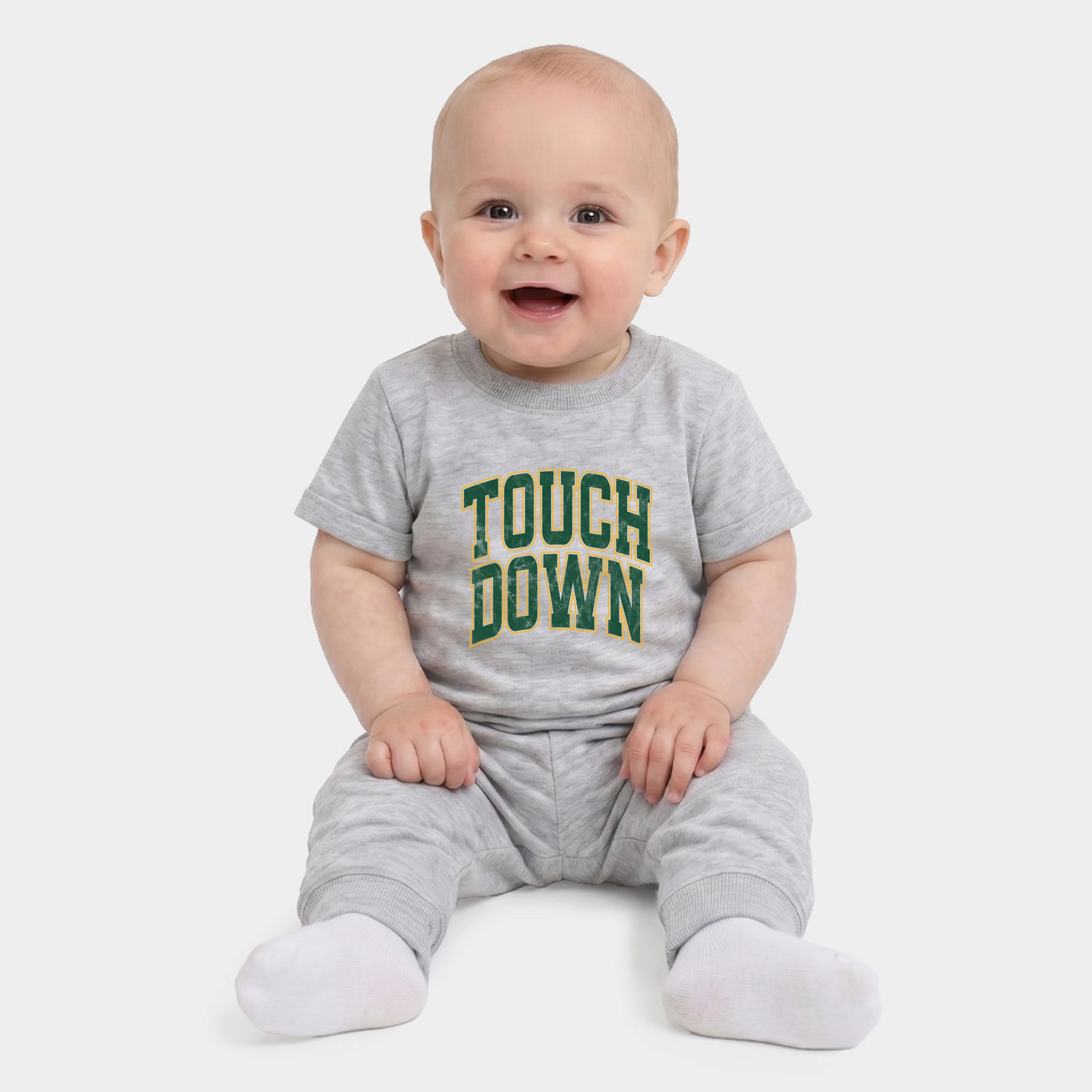 The Juniper Shop - Infant Jogger Pant Crew Set Touchdown Stacked Green