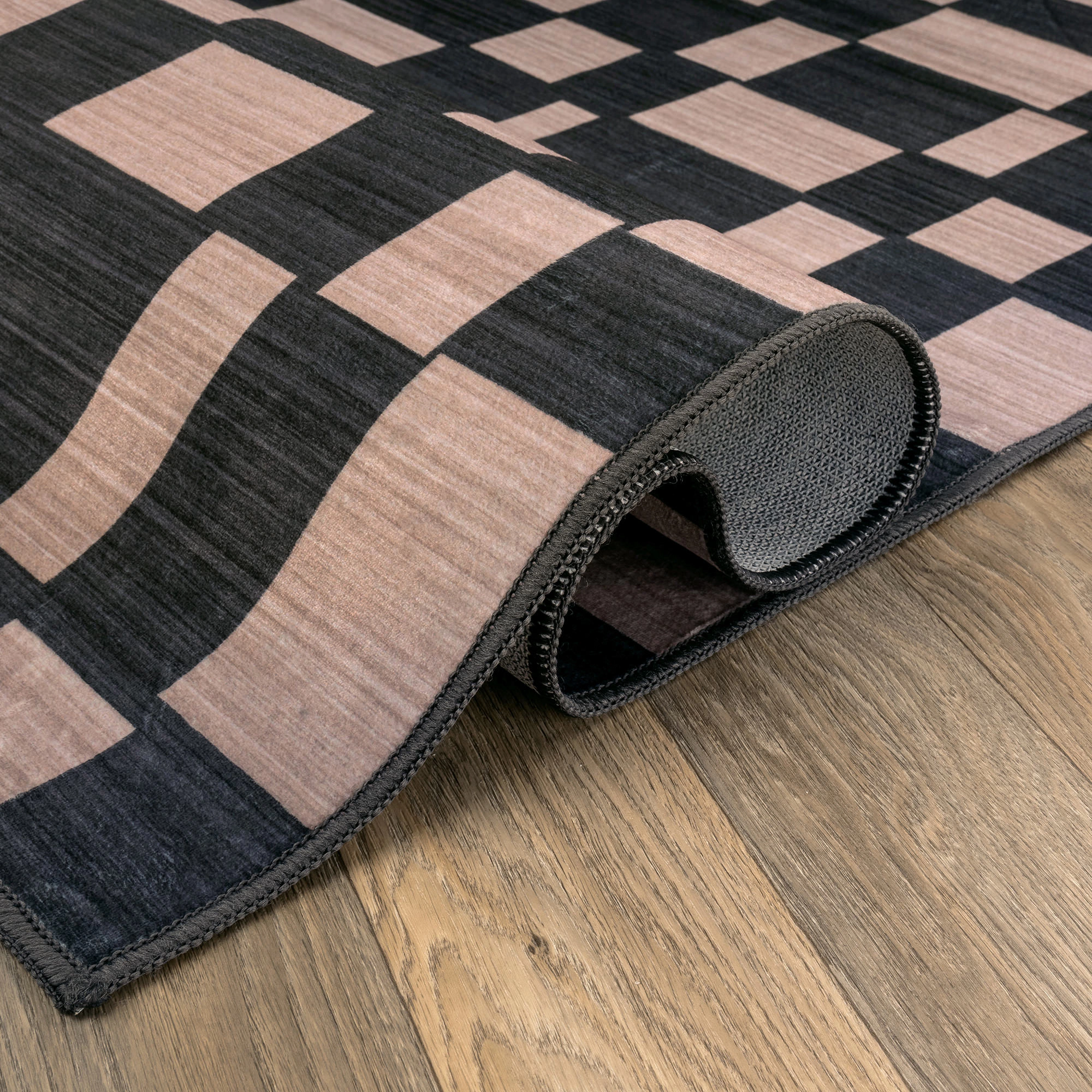 World Rug Gallery Checkered Block Machine Washable Indoor Area Rug