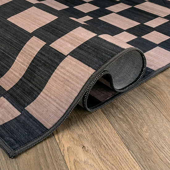 World Rug Gallery Checkered Block Machine Washable Indoor Area Rug