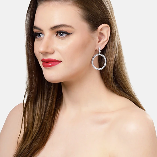 AGP PARIS Womens Dazzling Hoop Drop Earrings
