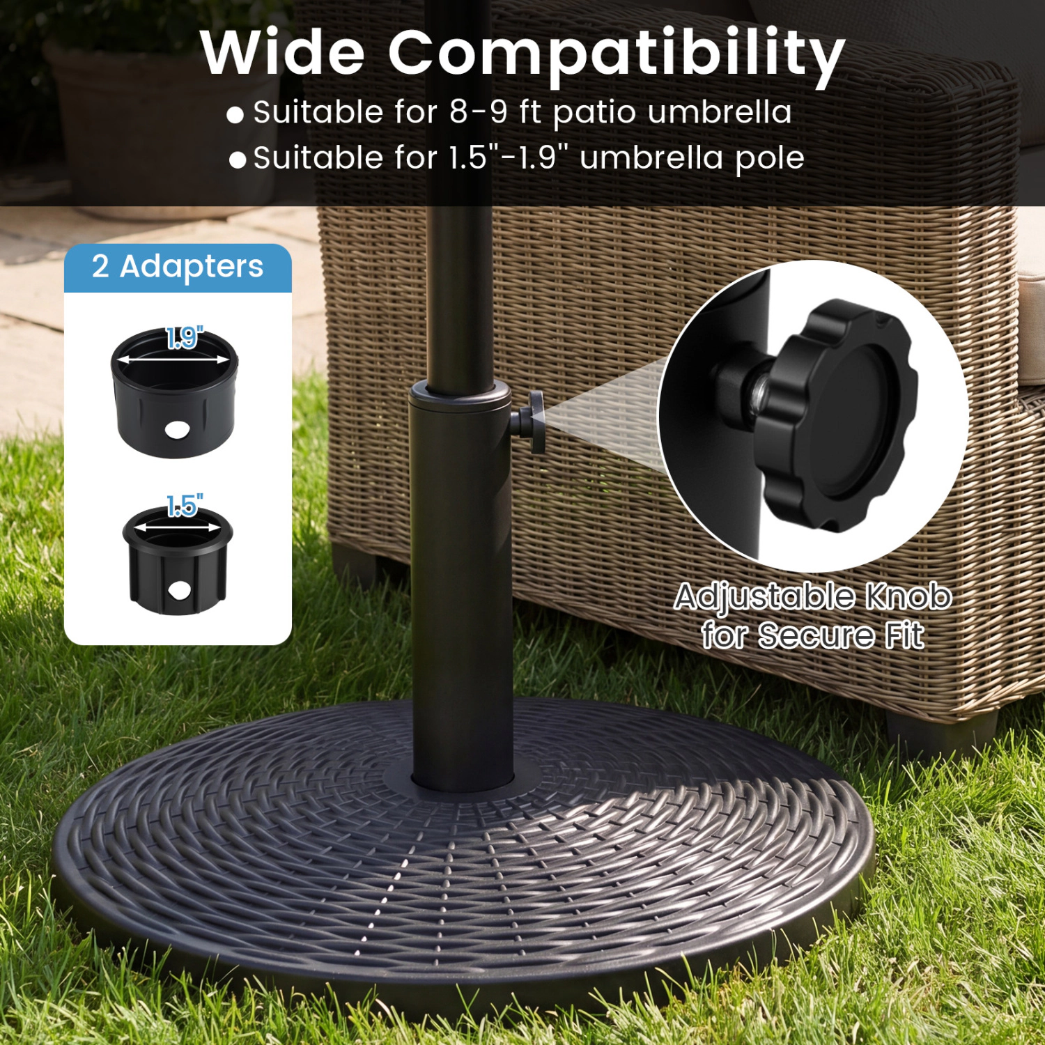 Slickblue Patio Umbrella Base Cement Filled 17.5 Inch Stand for Outdoor Shade Umbrella Support