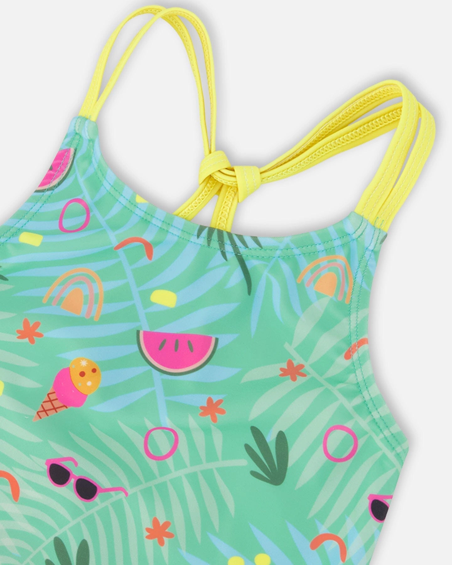 Deux par Deux Girls Beach Print Top and Bottom Two-Piece Swimsuit