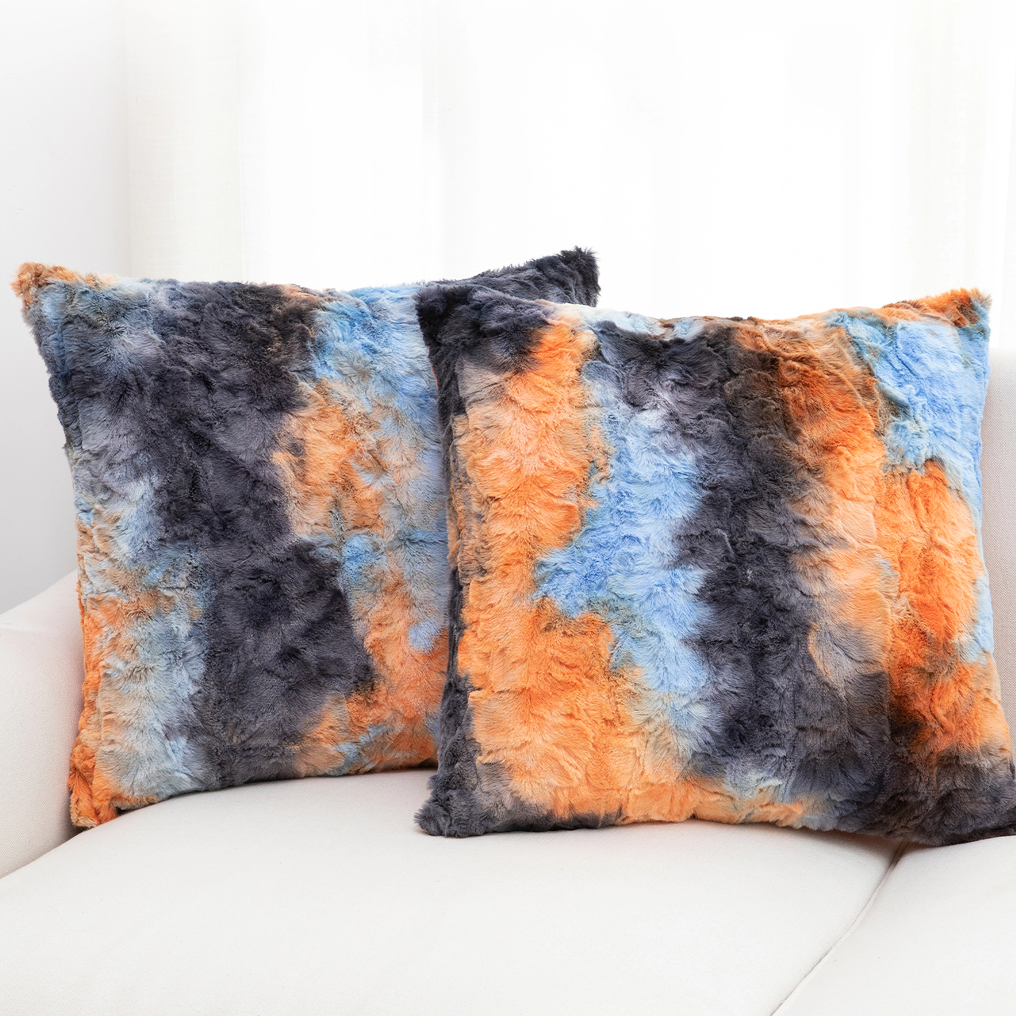 Cheer Collection Faux Fur Decorative Throw Pillows with Inserts, 18 Inch, 2 Pack