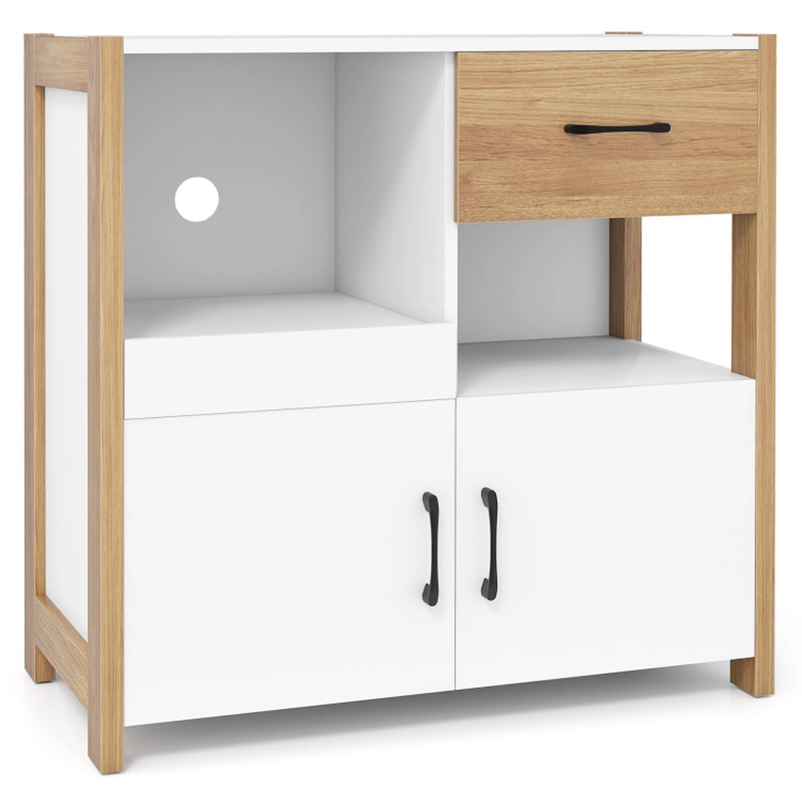 SUGIFT Kitchen Storage Sideboard Cabinet with Drawer Pull-Out Shelf, Drawer and 2 Doors 44-lb Countertop Capacity