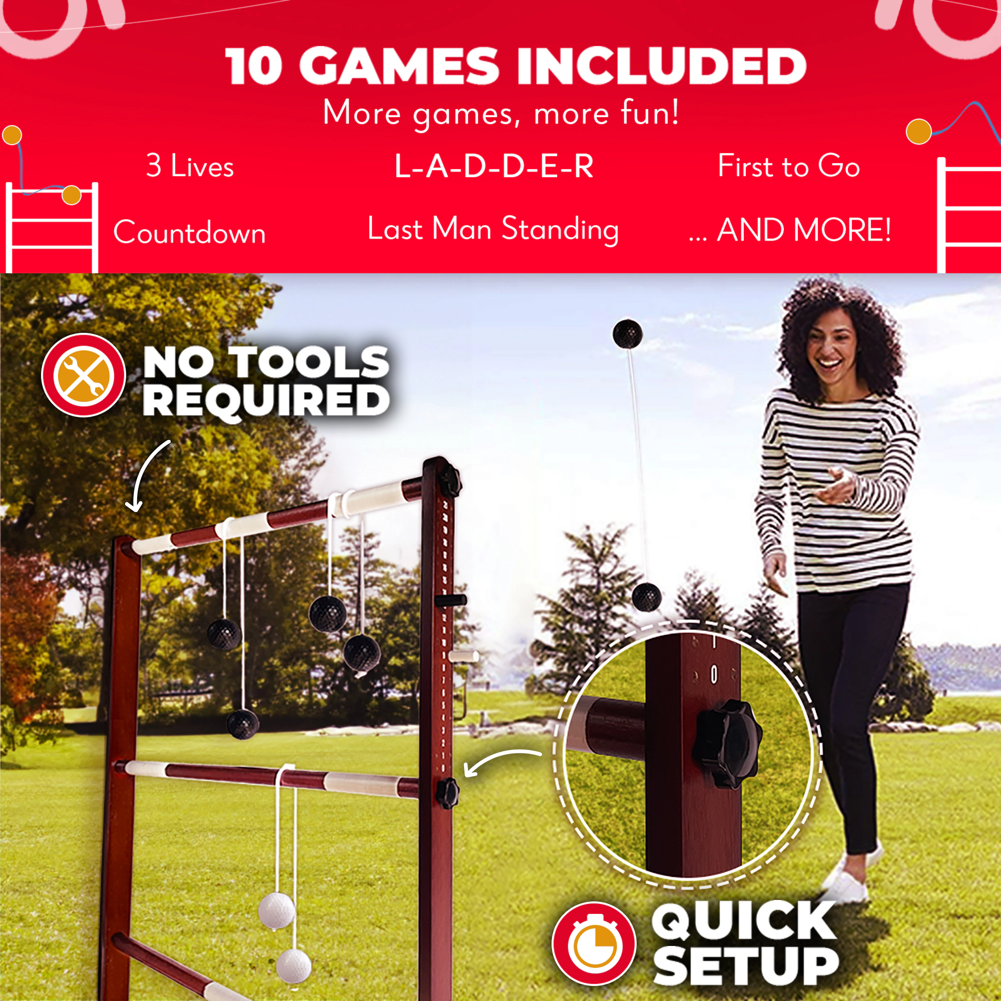 Swooc Games | Premium Wooden Ladder Ball Game Set