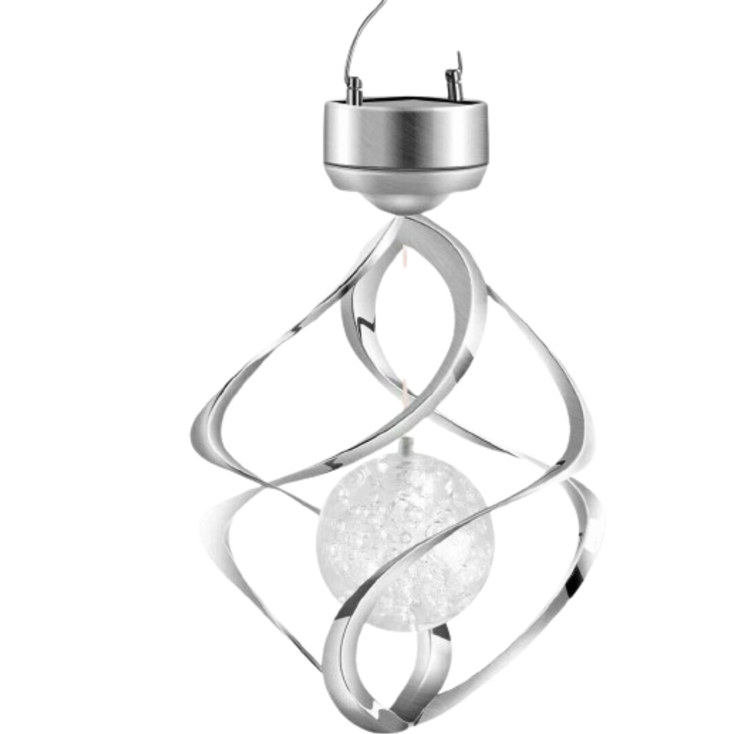 Home Collection Solar Powered LED Spiral Wind Chime Spinner Hanging Light