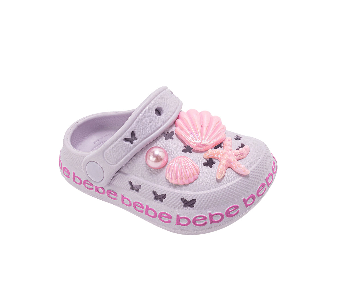 bebe Toddler Girl's EVA Clog Sandals with Sea Life Charms Slip On Shoes