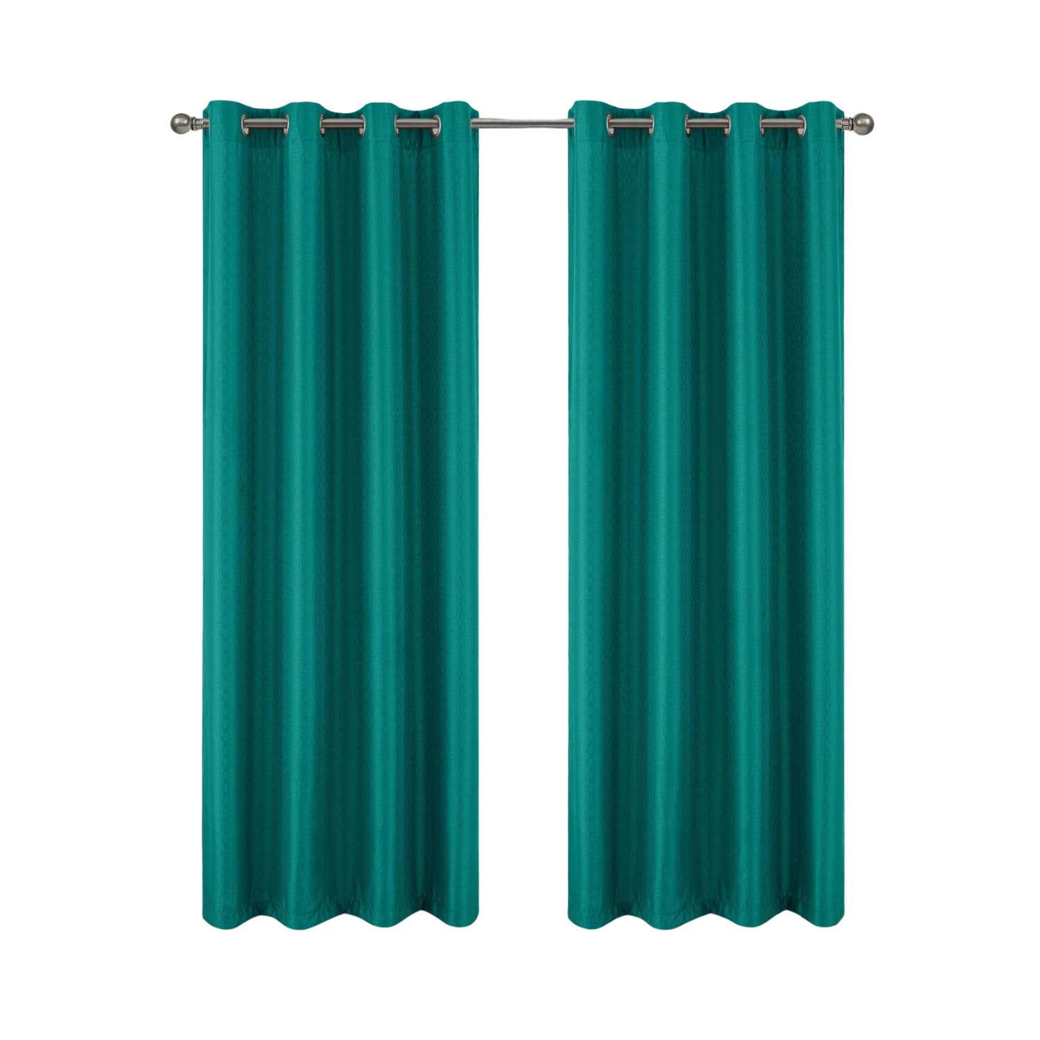 RT Designers Collection 100% Polyester 140 GSM Sedona Jacquard Grommet Curtain Panel 54" x 84" Teal