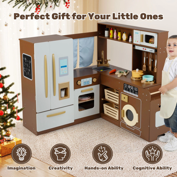 Hivvago Corner Play Kitchen with Lights and Sounds for Ages 3+