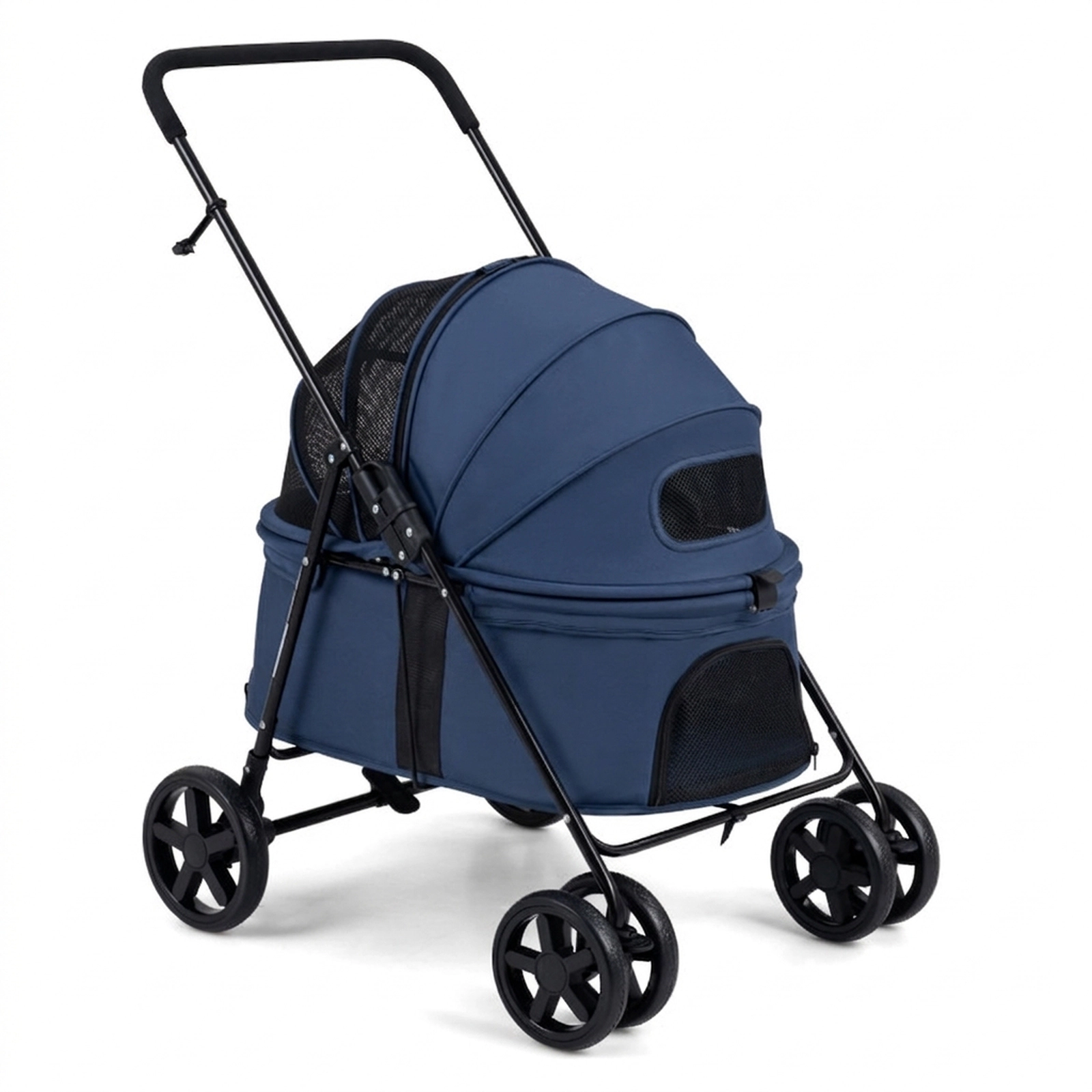 SUGIFT Navy Folding Pet Stroller with Swivel Front Wheels 31.5-in W 22.5-in D 39.5-in H 33-lb Cabin Capacity