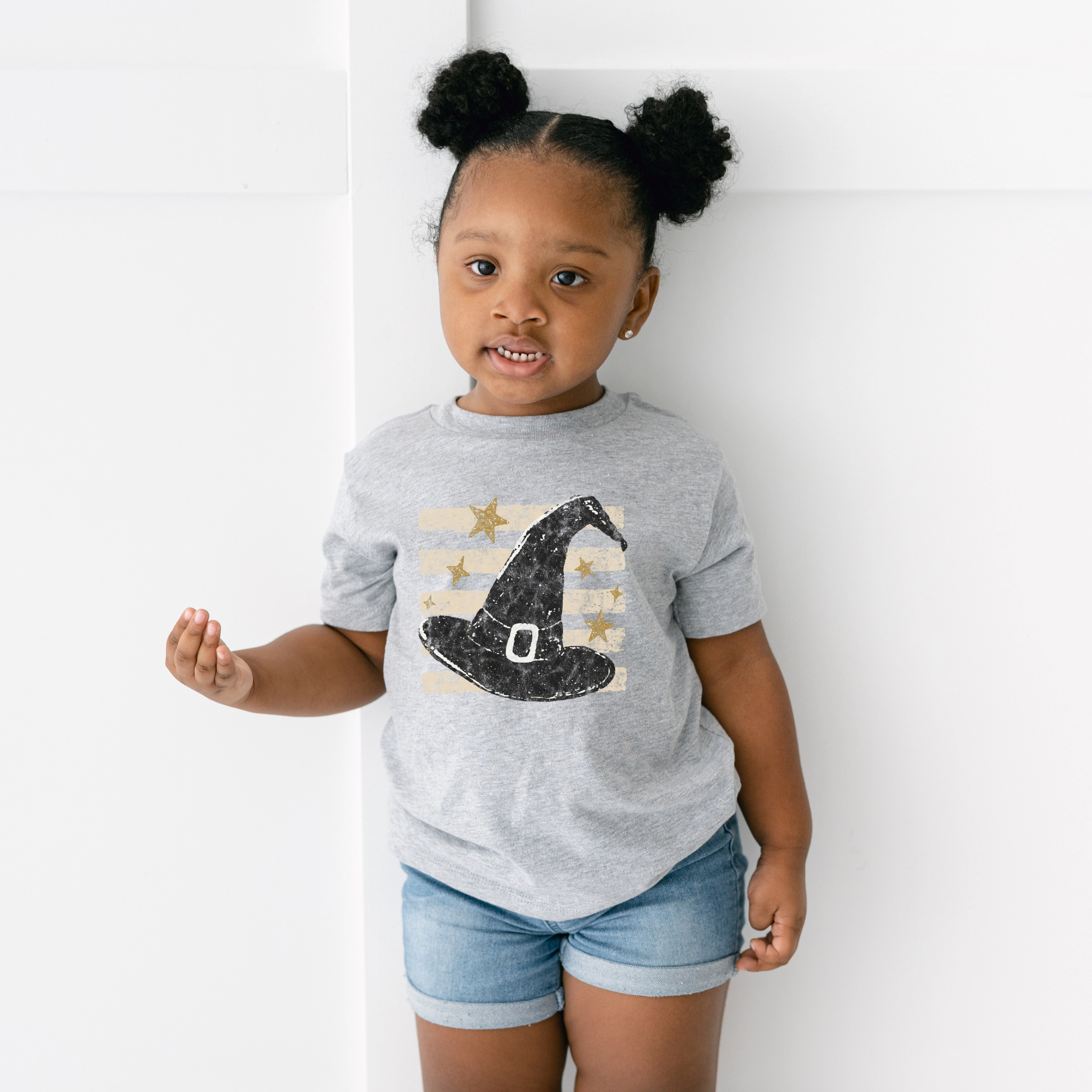 The Juniper Shop - Toddler Short Sleeve Graphic T-Shirt Witch Hat Stripes