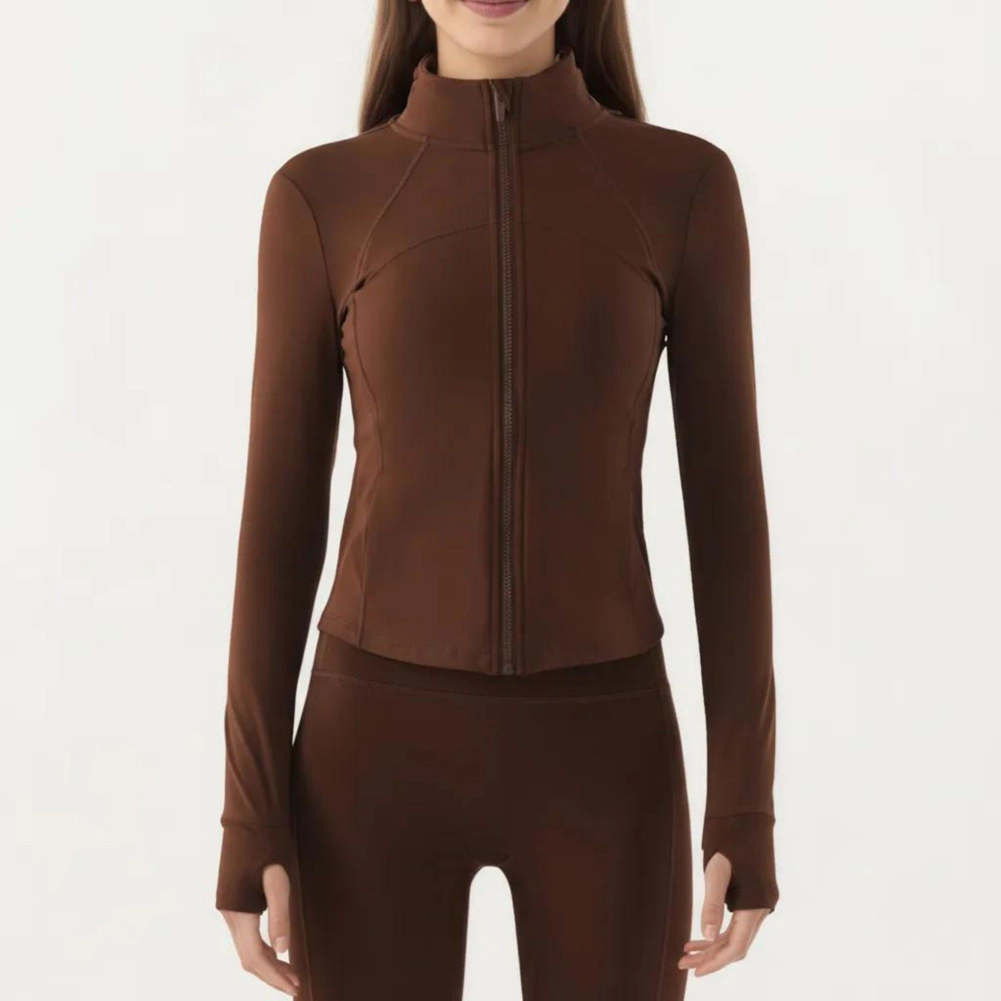 Anna-Kaci Women's Long Sleeve Fitted Athletic Jacket with Full-Zip Front Thumbhole Cuffs and Contoured Seams