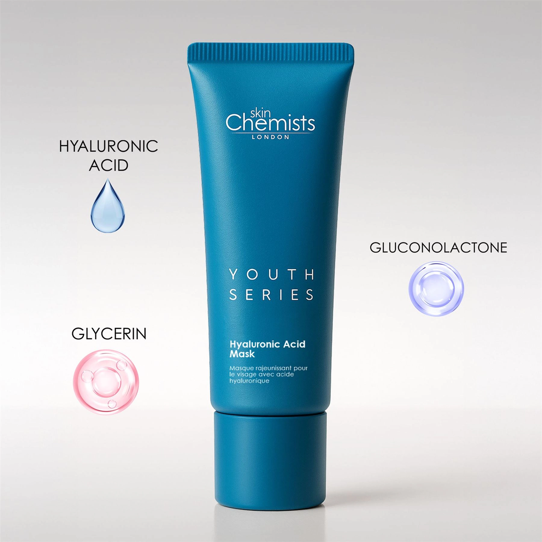 skinChemists Youth Series 1% Hyaluronic Acid Mask 50ml - Anti-Aging Hydration for Dry Skin