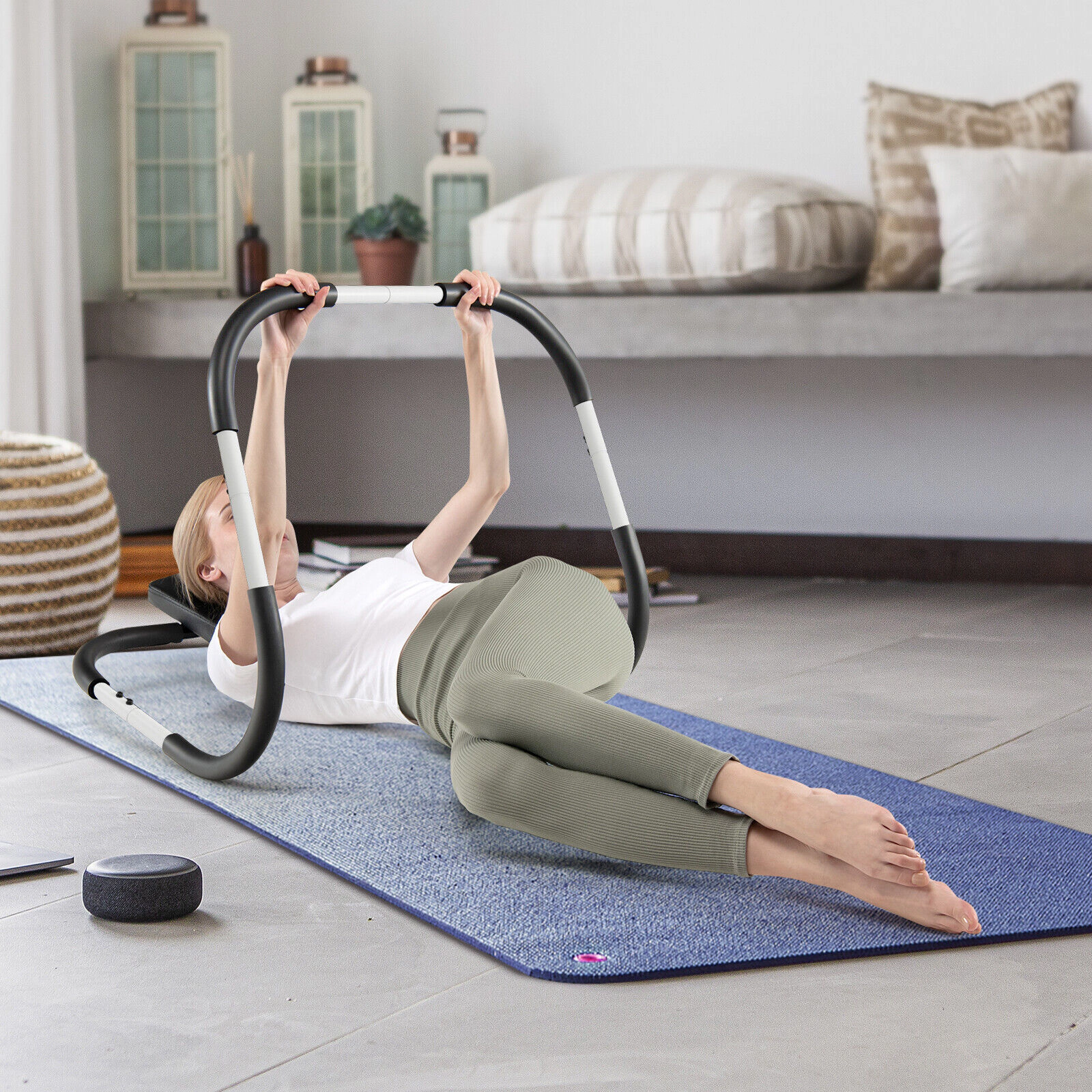 SUGIFT White Portable Ab Trainer with Headrest and Foam Handles 28.5-in W 28.5-in D 25-in H 220-lb User Capacity