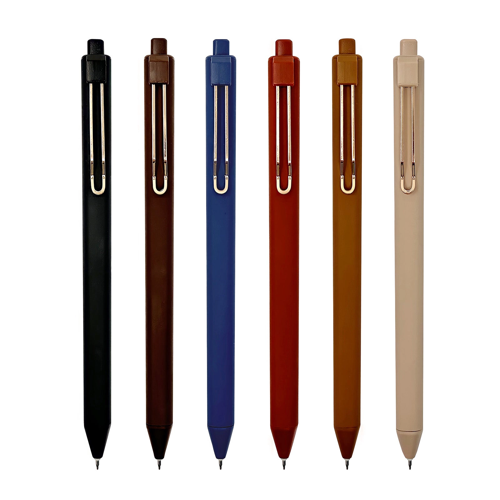 Wrapables Retractable Black Ink Gel Pens, 0.5mm Fine Point for Home and Office, Bold, Set of 6