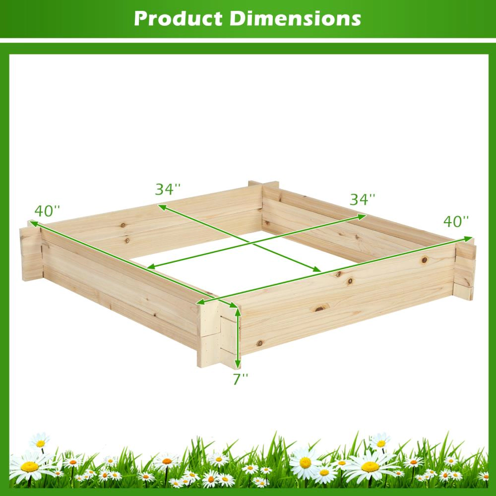 Hivvago Square Wooden Raised Garden Bed